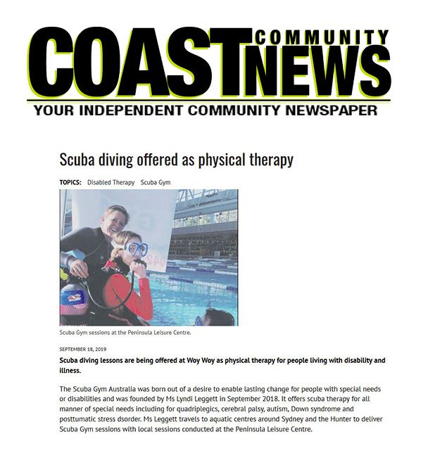 The Scuba Gym featured at Coast Community News